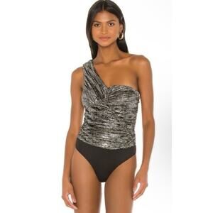 H:ours Aysm Bodysuit in Silver & Black size XS